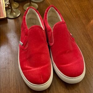 J Crew Hot Pink Velvet Slip-On Sneakers